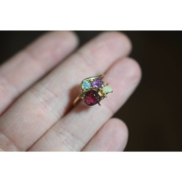 Engagement ring Aquamarine opal alexandrite garnet alternative engagemen… - Picture 4 of 6